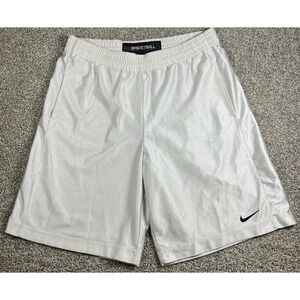 Nike Vintage Gray Tag 10" Basketball Shorts Medium White Shiny Dazzle‎ Baggy Y2K